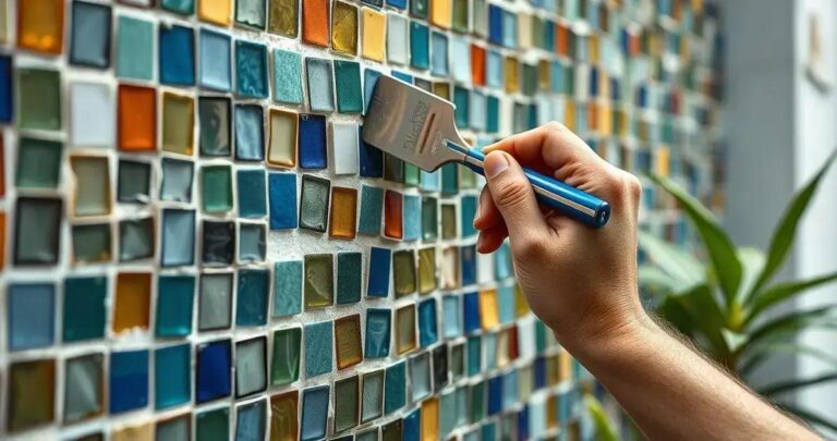 como fazer mosaico de azulejo na parede